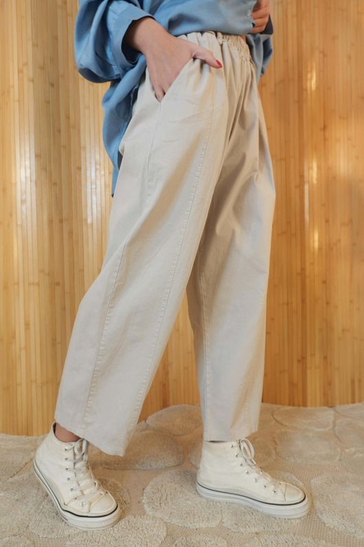 Gaberdine Barrel Pant Stone